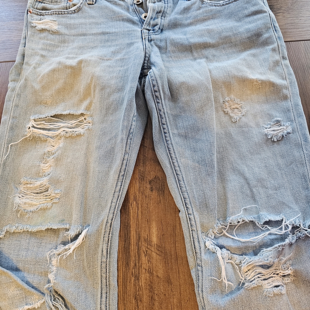 Abercrombie & Fitch Light Blue Distressed Boyfriend Jeans